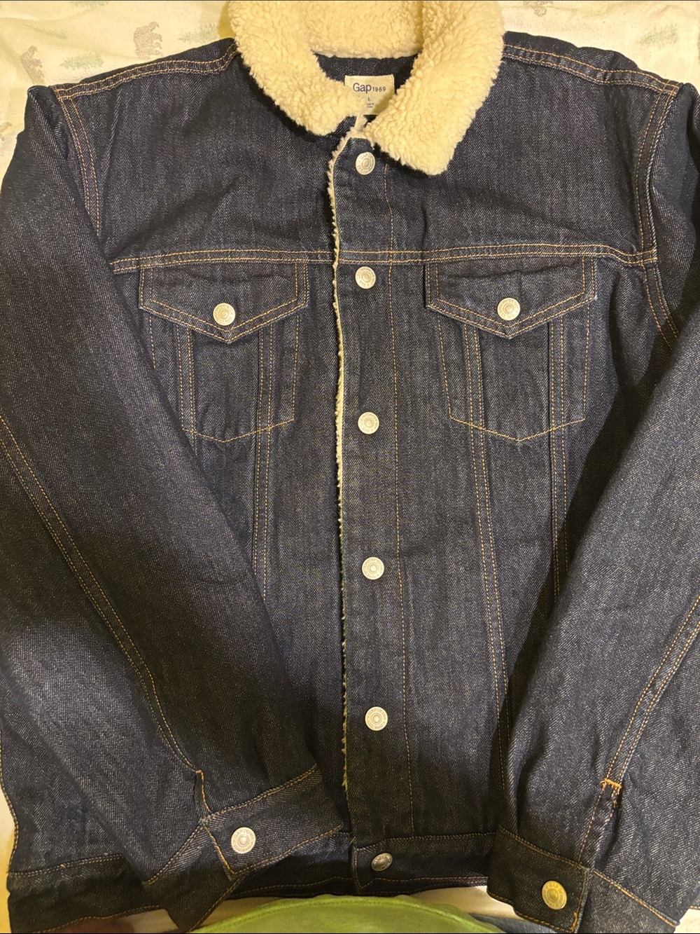 GAP 1969 Navy Denim Jacket with Cream Sherpa